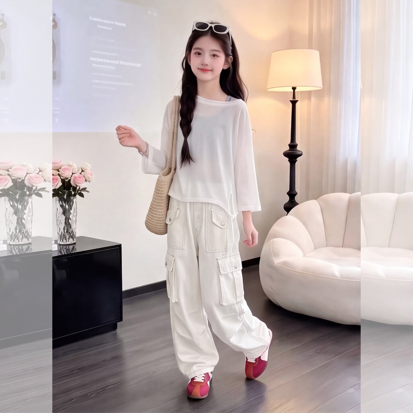 女童工装裤秋季2026新款儿童直筒