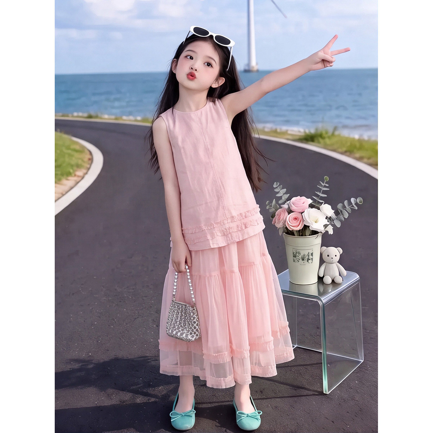 女大童甜美无袖连衣裙2026夏季新