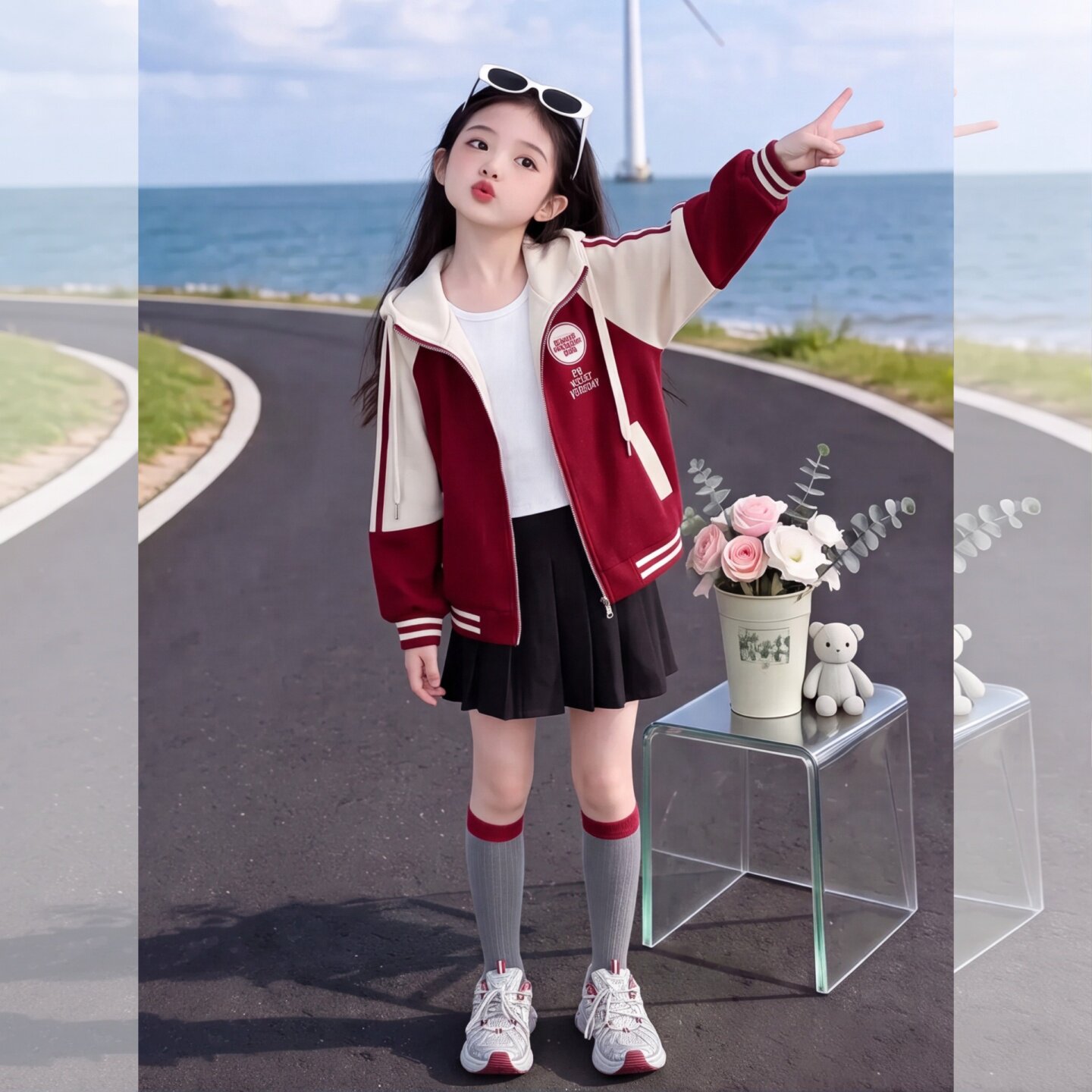 女童拼色卫衣连帽外套秋季2026新