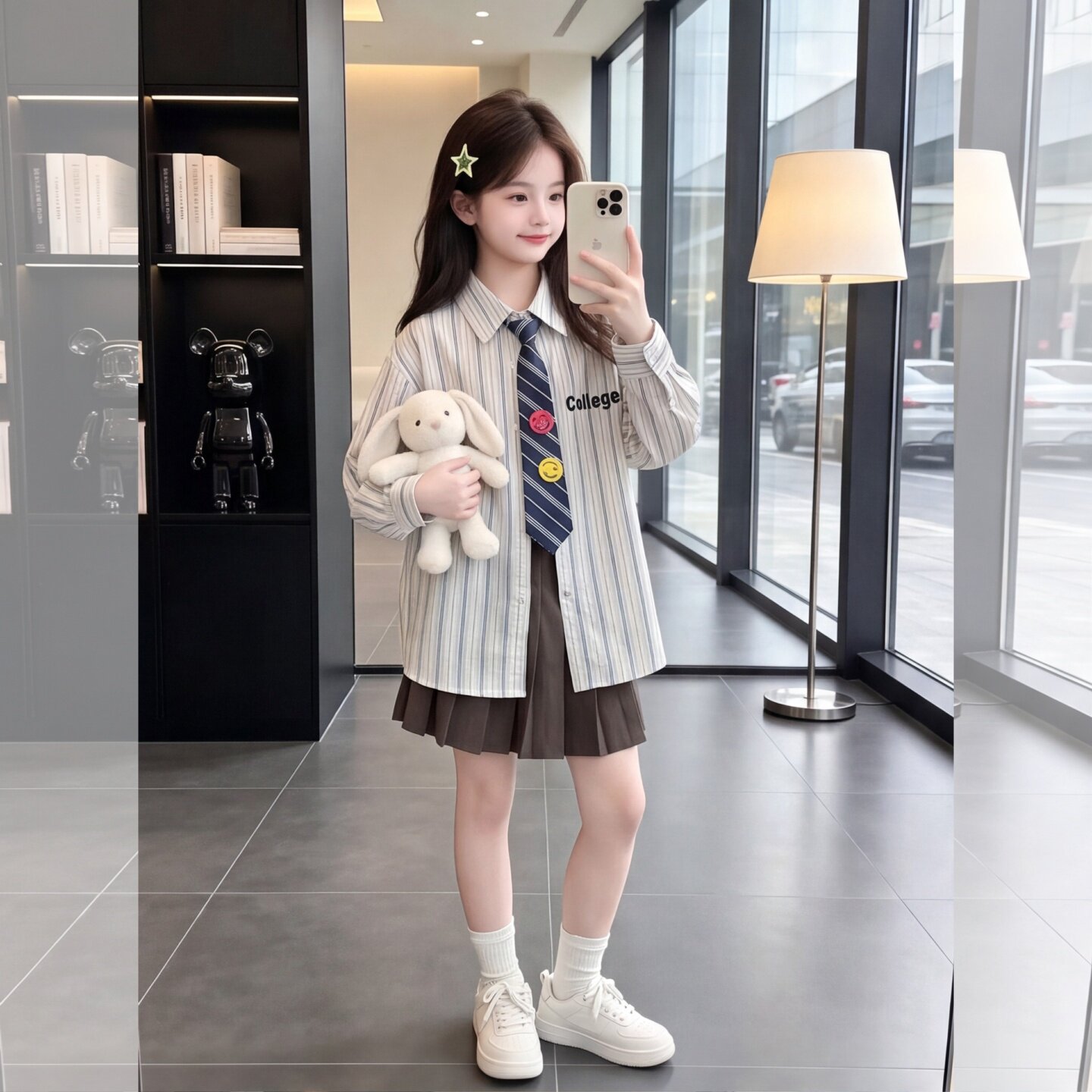 女童春秋洋气百褶裙衬衫两件套装