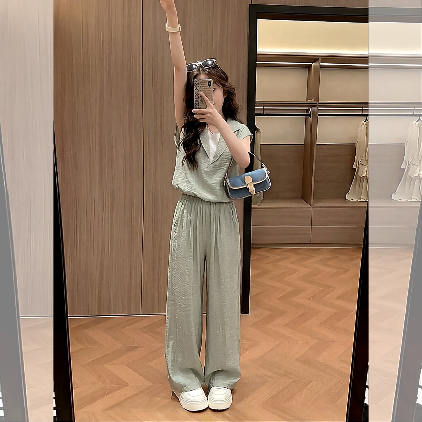 女童套装夏装薄款2026新款儿童洋气假两件短袖夏季休闲运动两件套