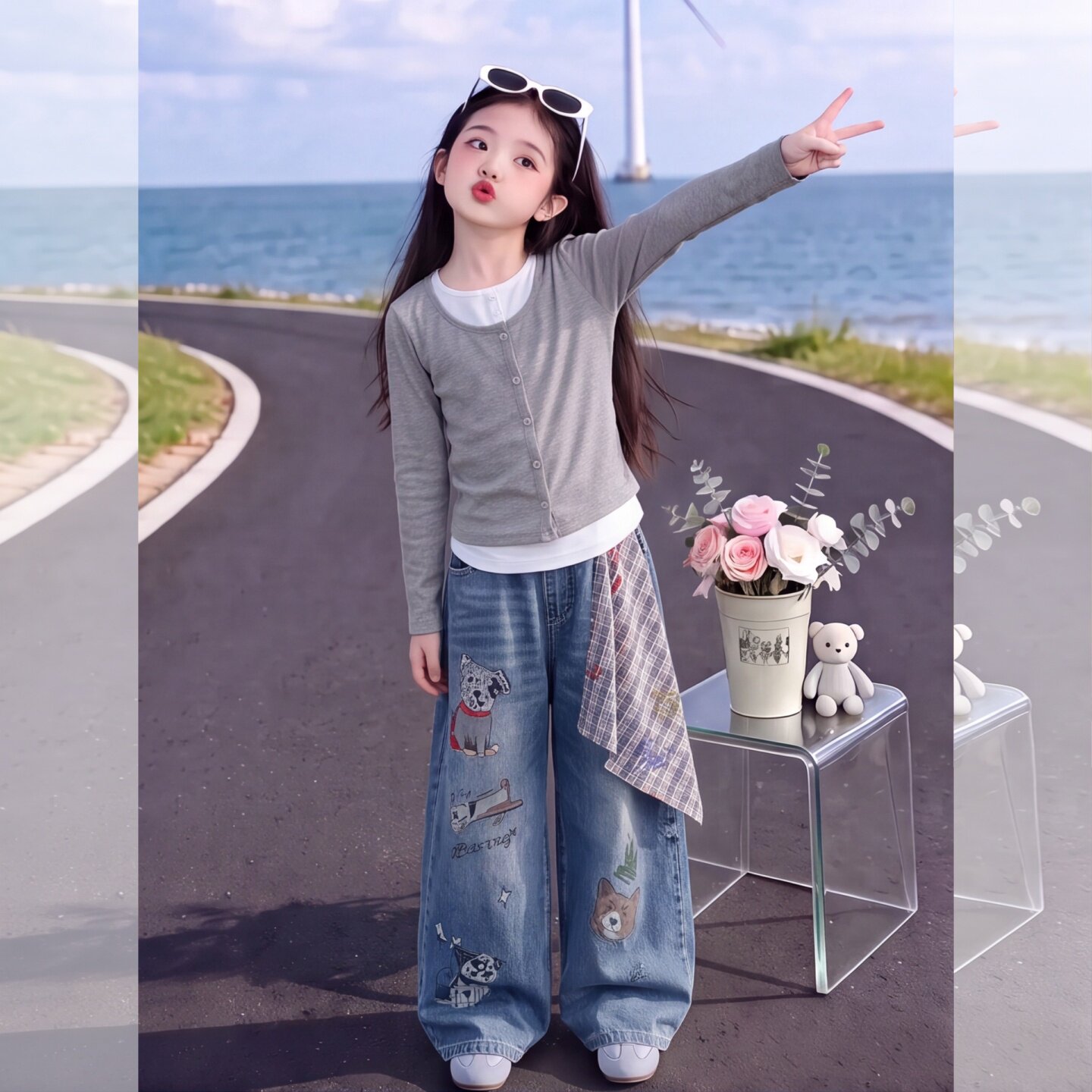 假两件长袖打底衫女童2026新款早