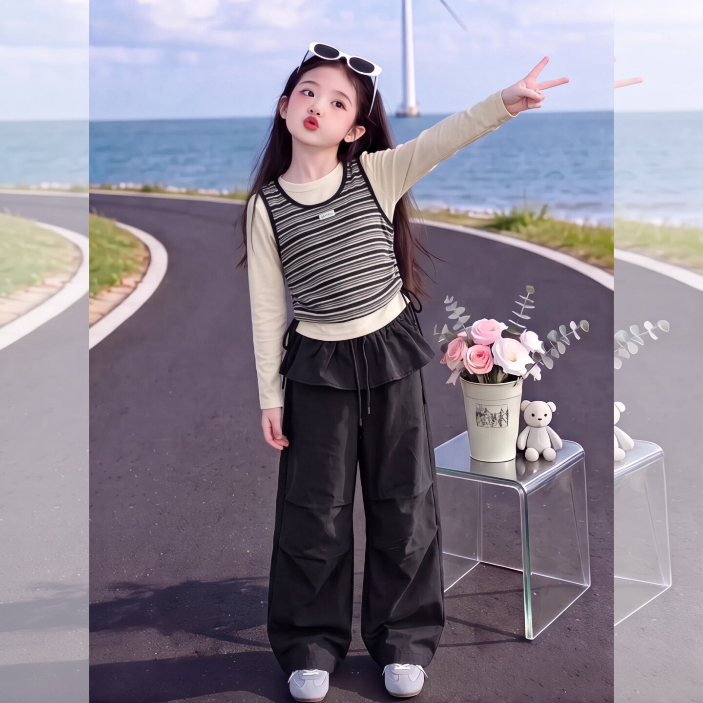 女童秋季工装裤套装2026新款时髦
