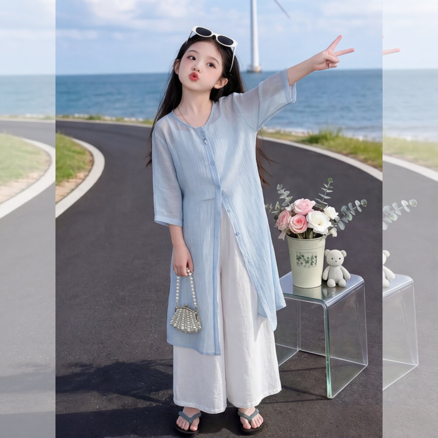 女童超好看夏季防晒三件套2026