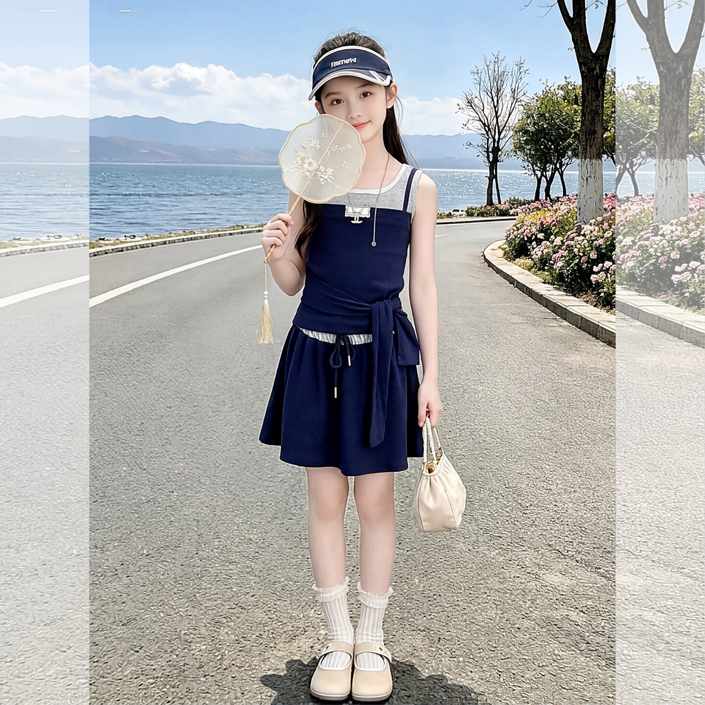 女童夏季套装2026新款大儿童假两