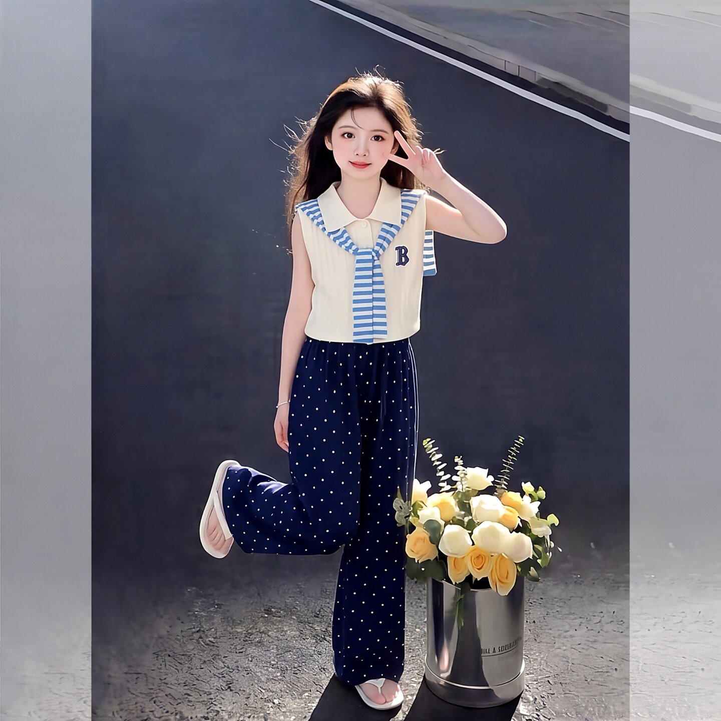 2026夏装女童套装儿童披肩无袖冰