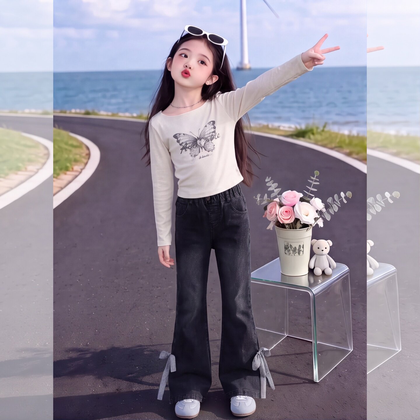 女童微喇叭裤秋季新款开叉中大童
