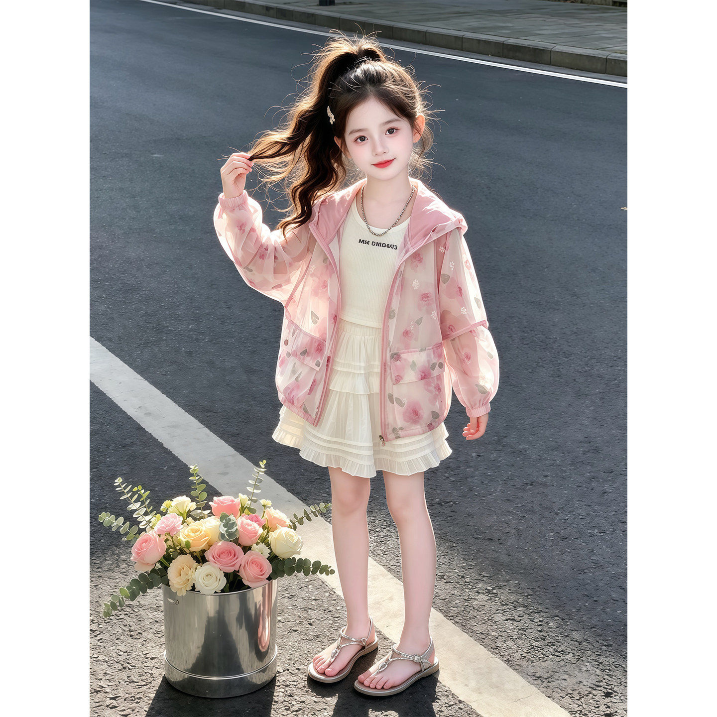 女大童防晒衣2026新款洋气女孩学生夏季薄款外套冰丝皮肤衣防晒服