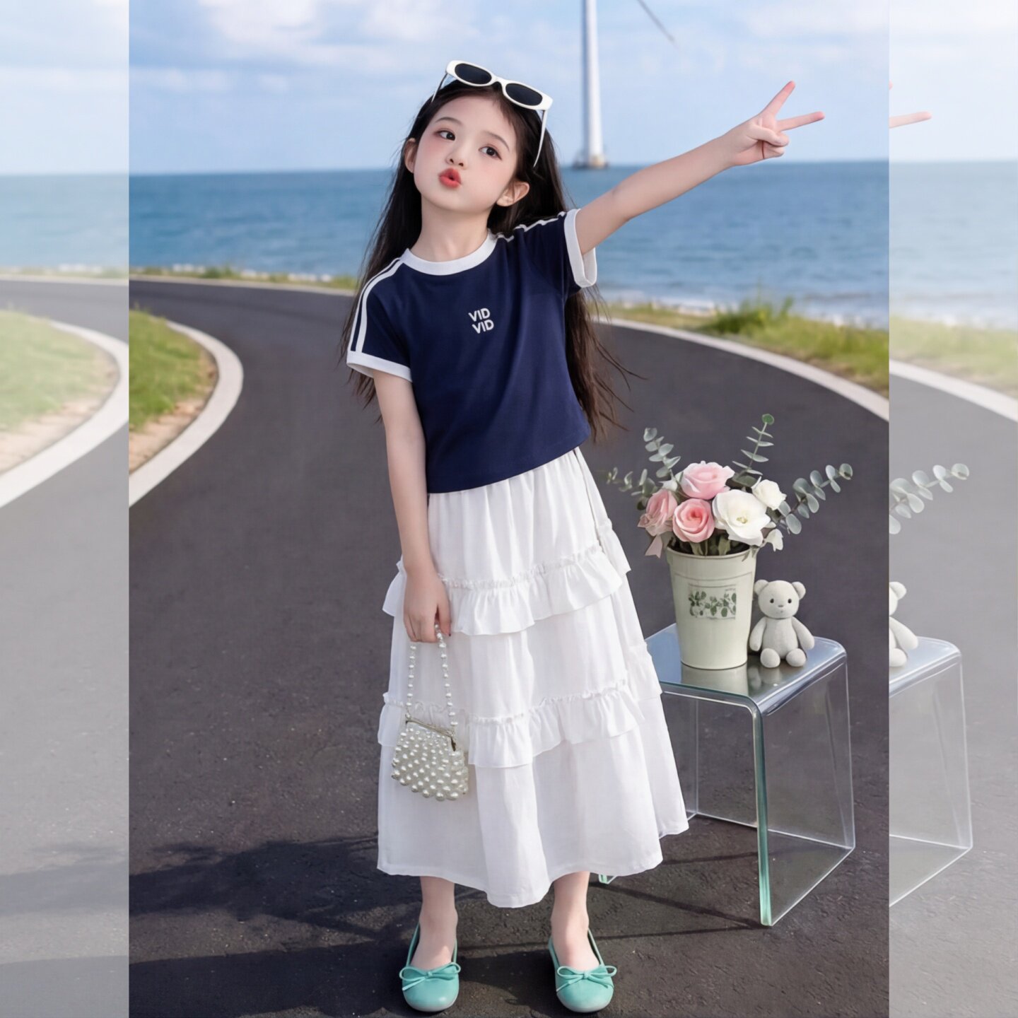 女童半身裙套装2026夏季新款韩范