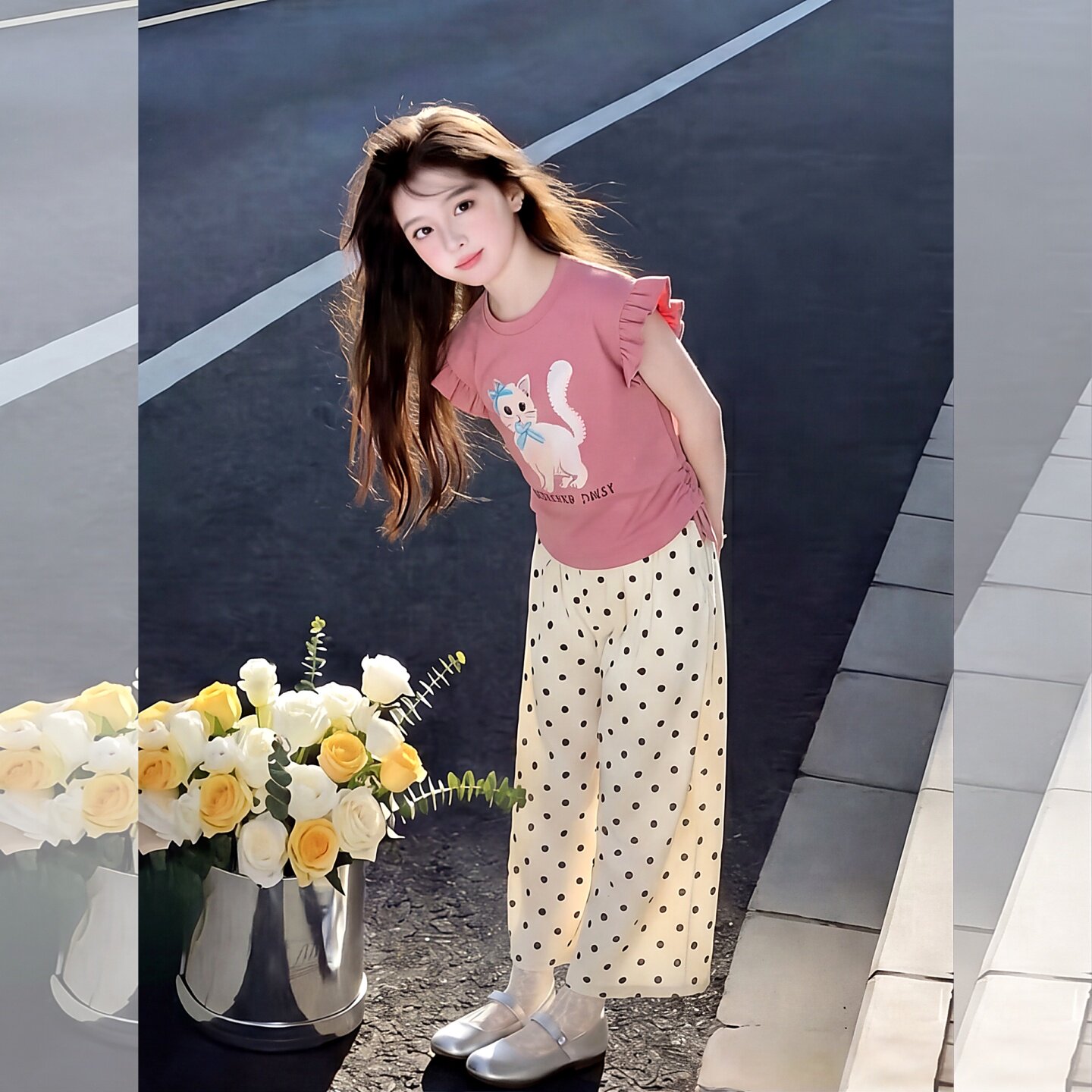 女童夏季洋气时髦套装中大童小女