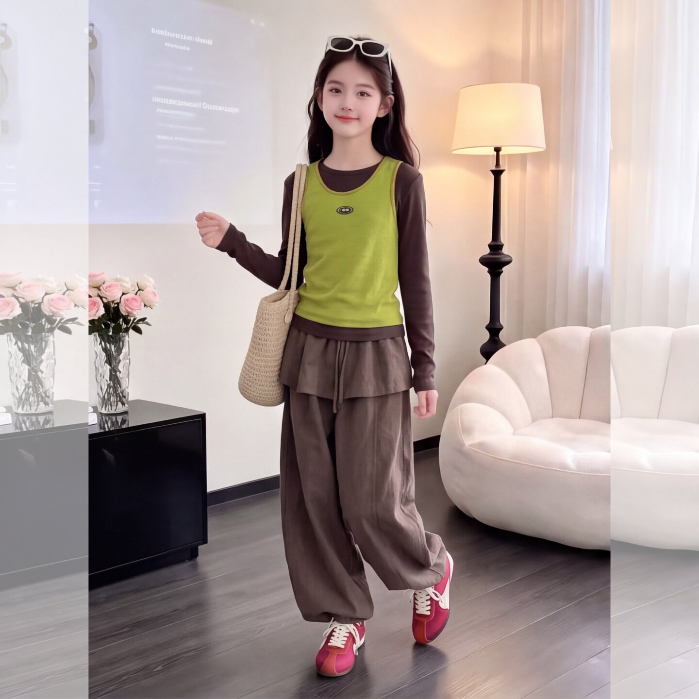 女童韩系复古叠穿三件套2026秋季