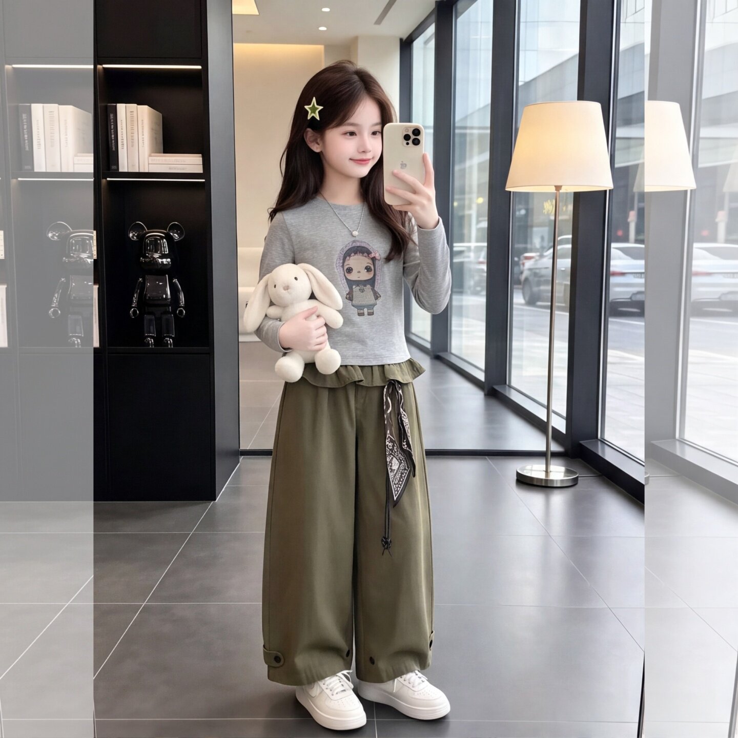 女童秋季韩系工装阔腿裤两件套