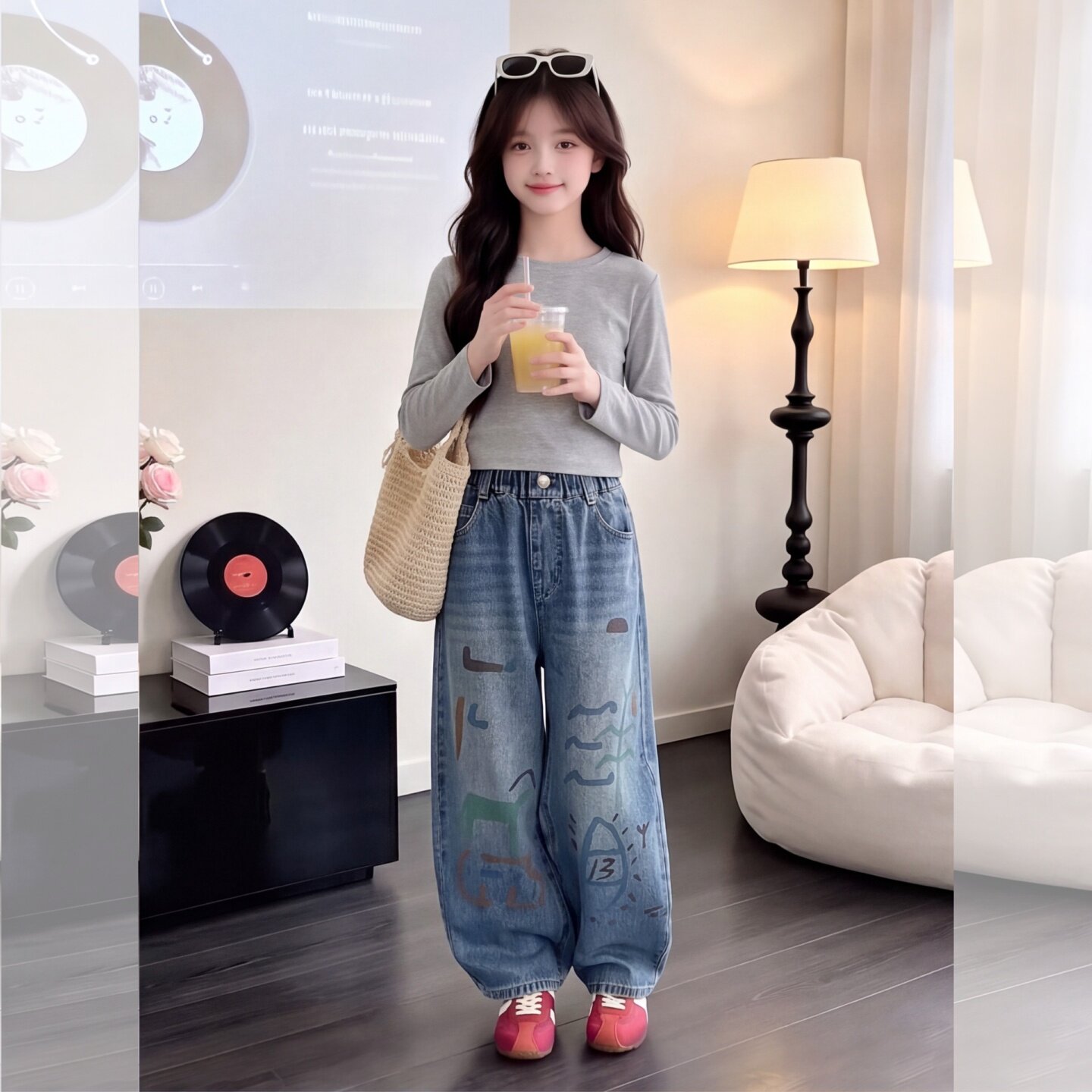 女童牛仔裤秋季款2026新款儿童洋