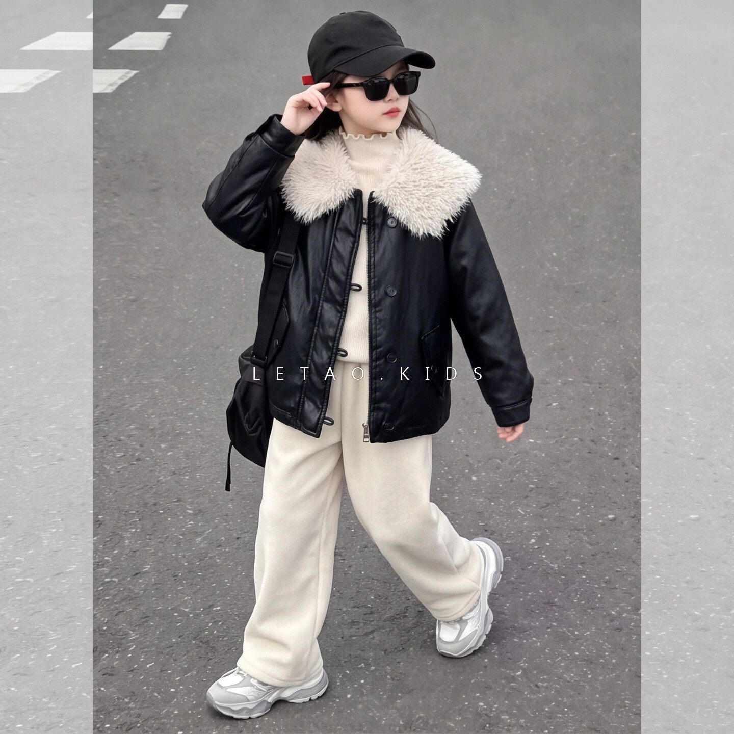 女童秋冬加绒加厚机车皮衣短外套