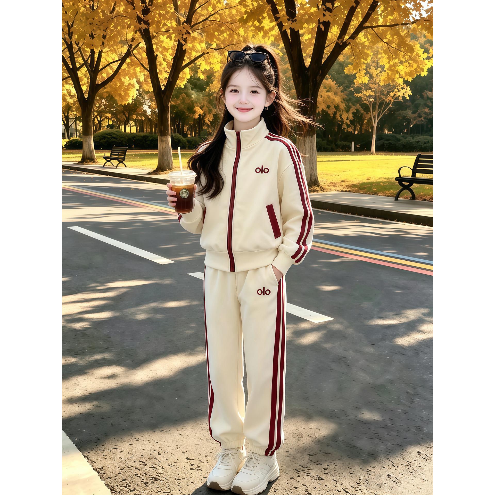 女童春秋款运动套装2026新款儿童洋气立领外套休闲束脚裤两件套潮