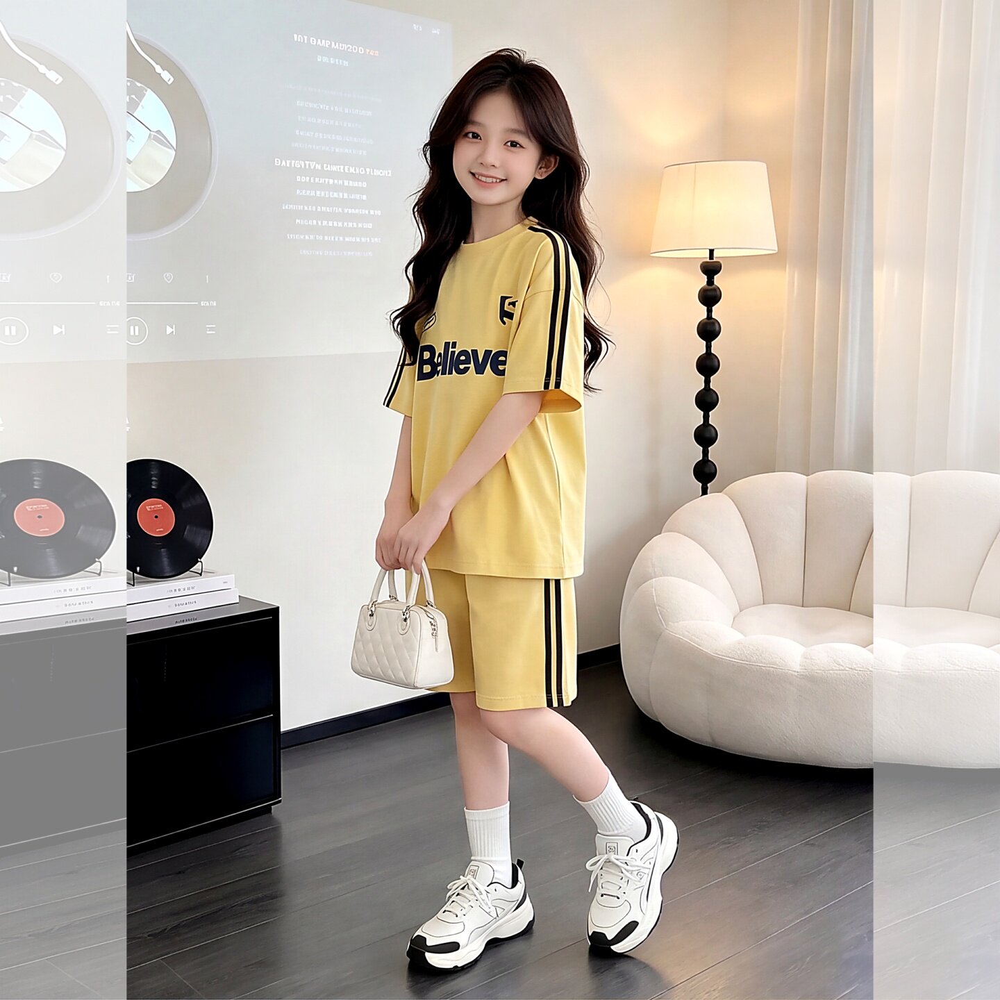 女童短袖T恤短裤套装2026夏季新