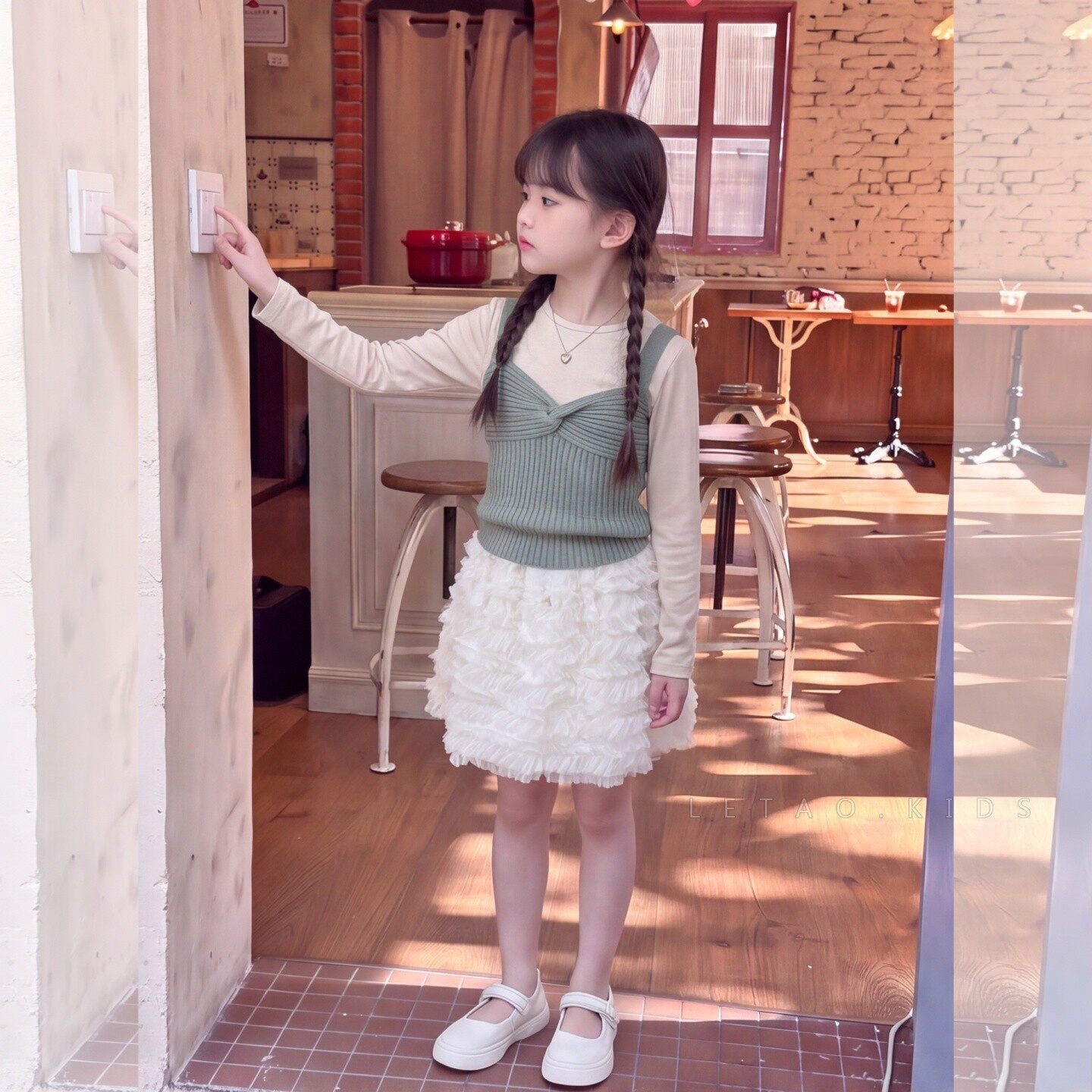女童韩系甜美蓬蓬裙三件套秋装
