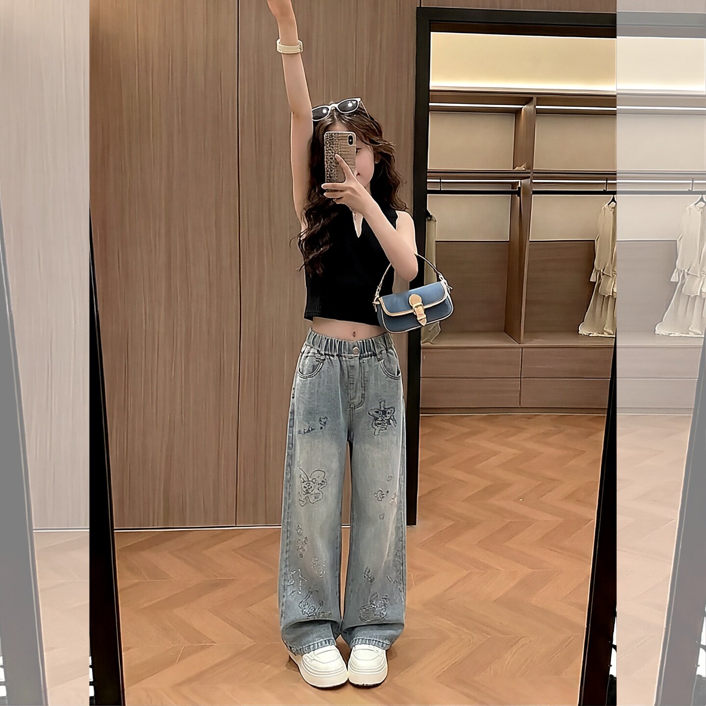 女童烫钻牛仔裤春夏薄款2026新款