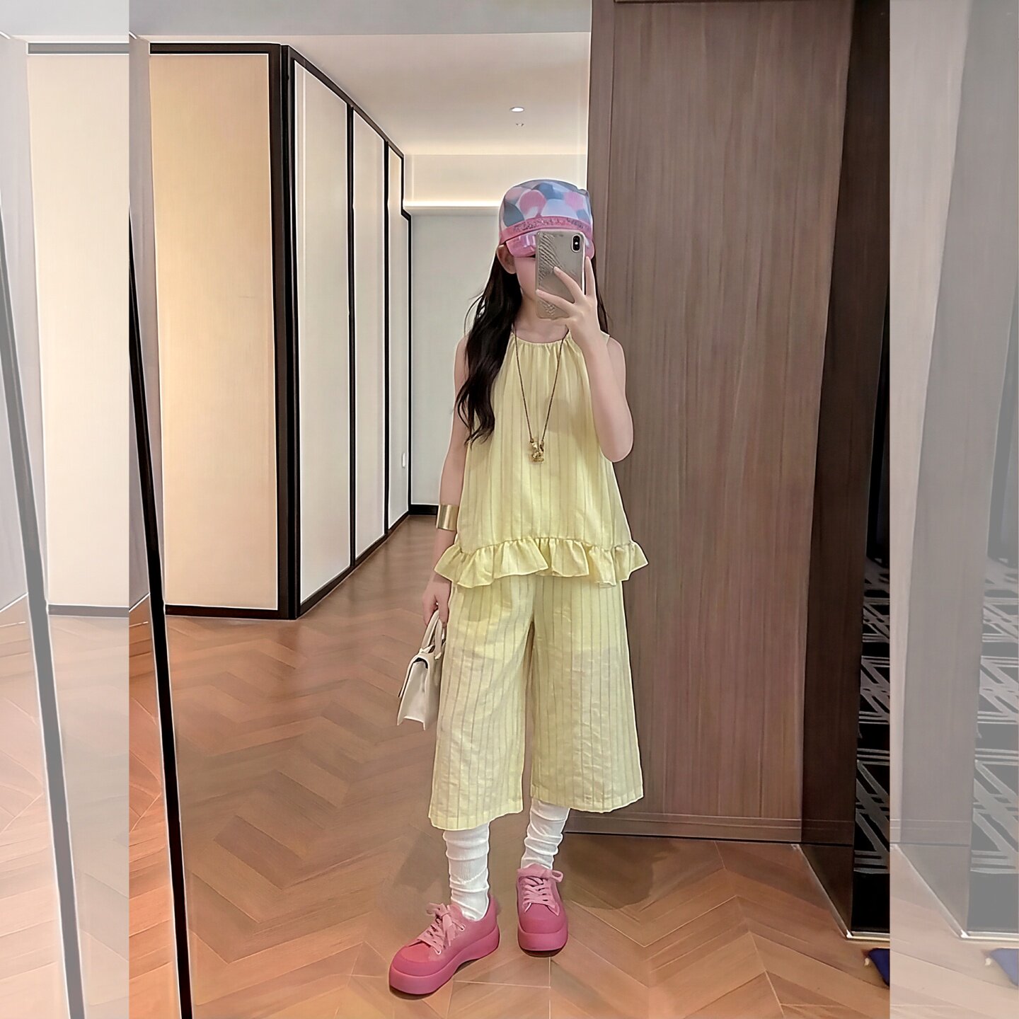女童竖条纹无袖套装夏季2026新款