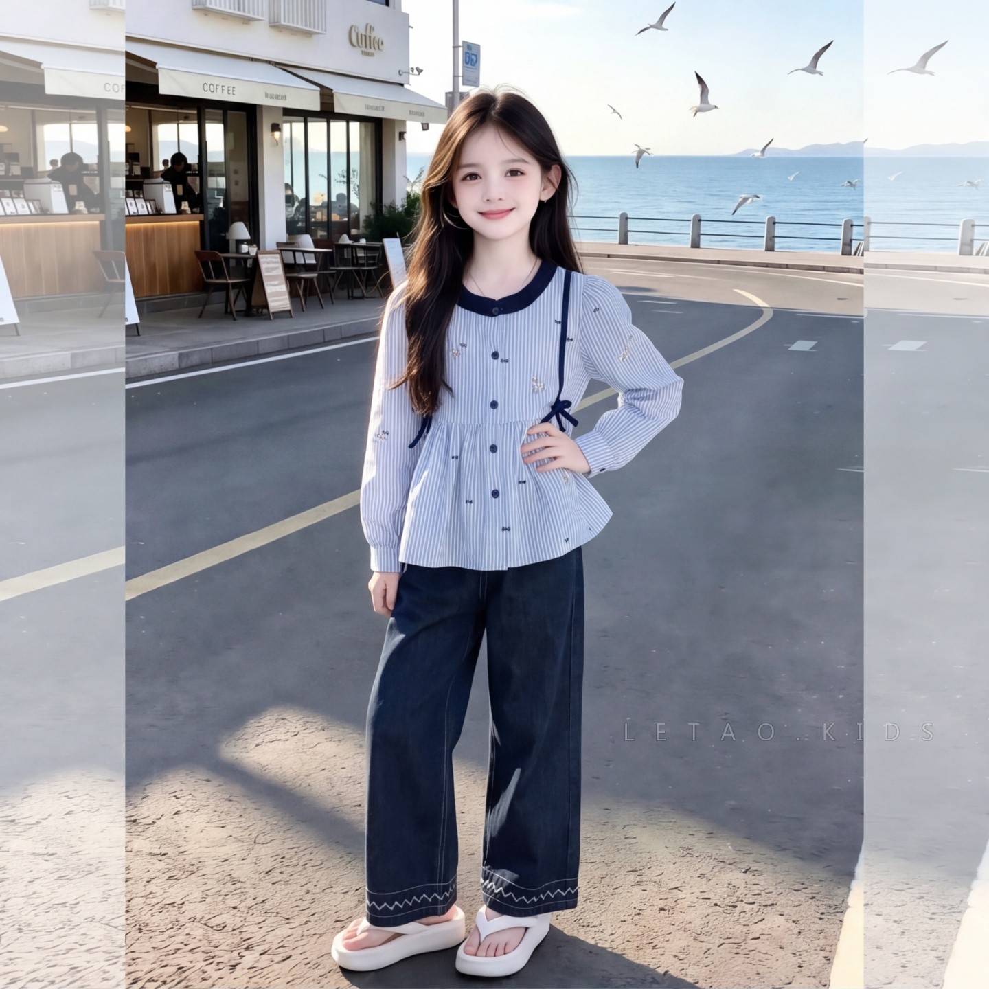 女童秋季娃娃衫套装2026新款秋装