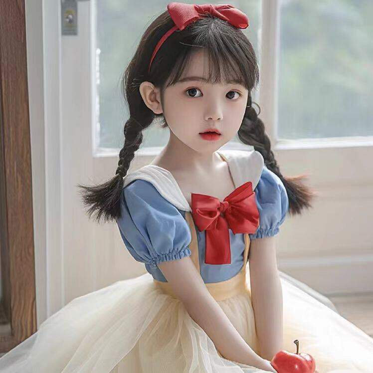 白雪公主女童连衣裙洛丽塔迪士尼游园穿搭小女孩网纱蓬蓬公主裙子