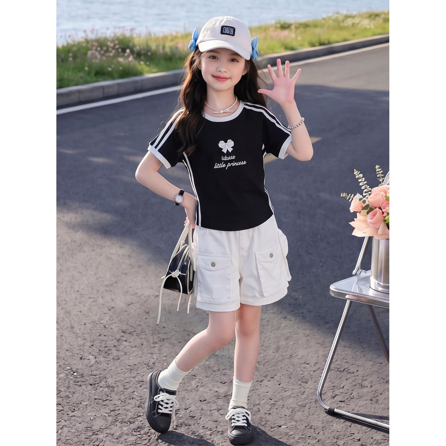女童夏季套装2026新款韩范修身短