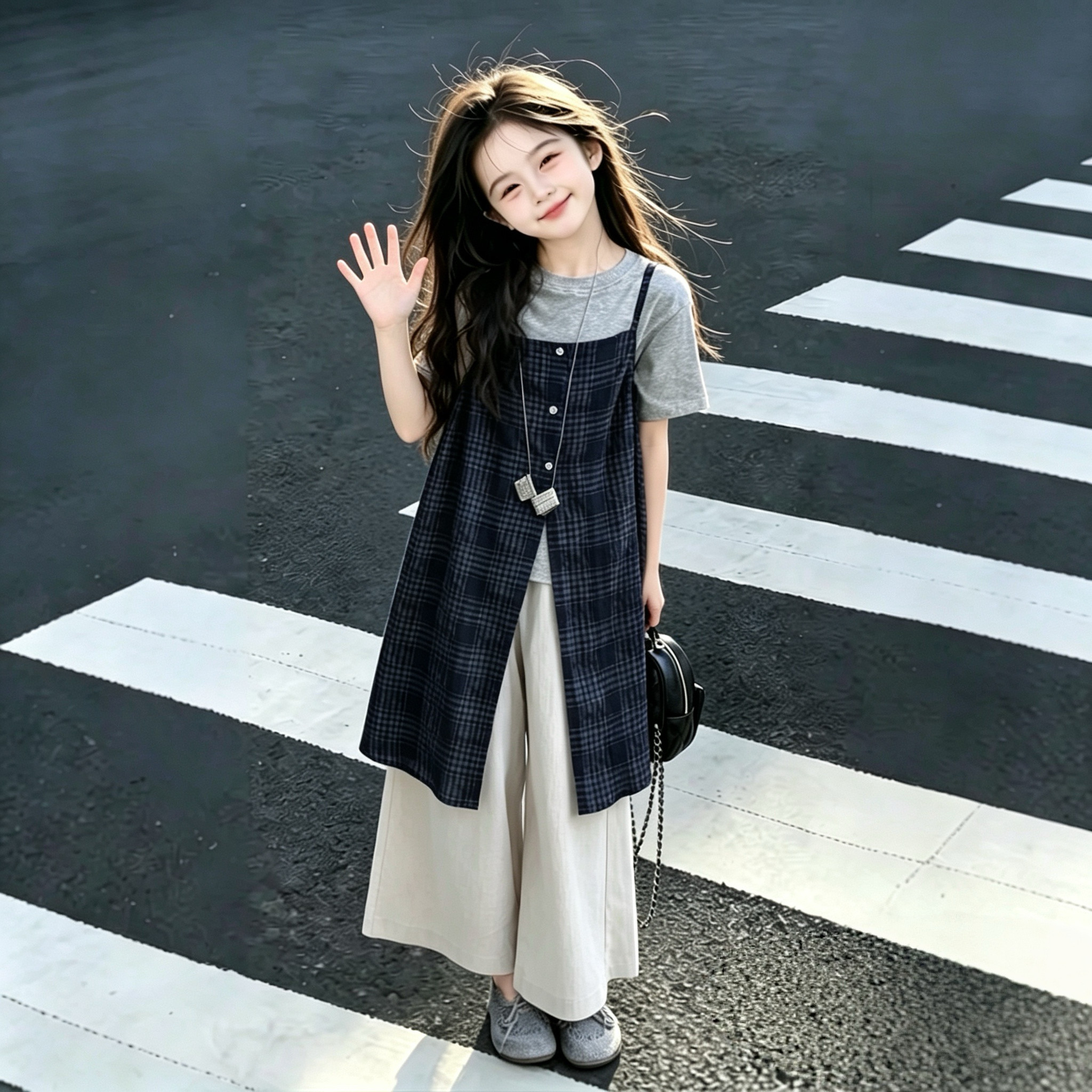 女童三件套套装洋气时髦裙子韩范女孩夏季2026新款儿童超火童装夏