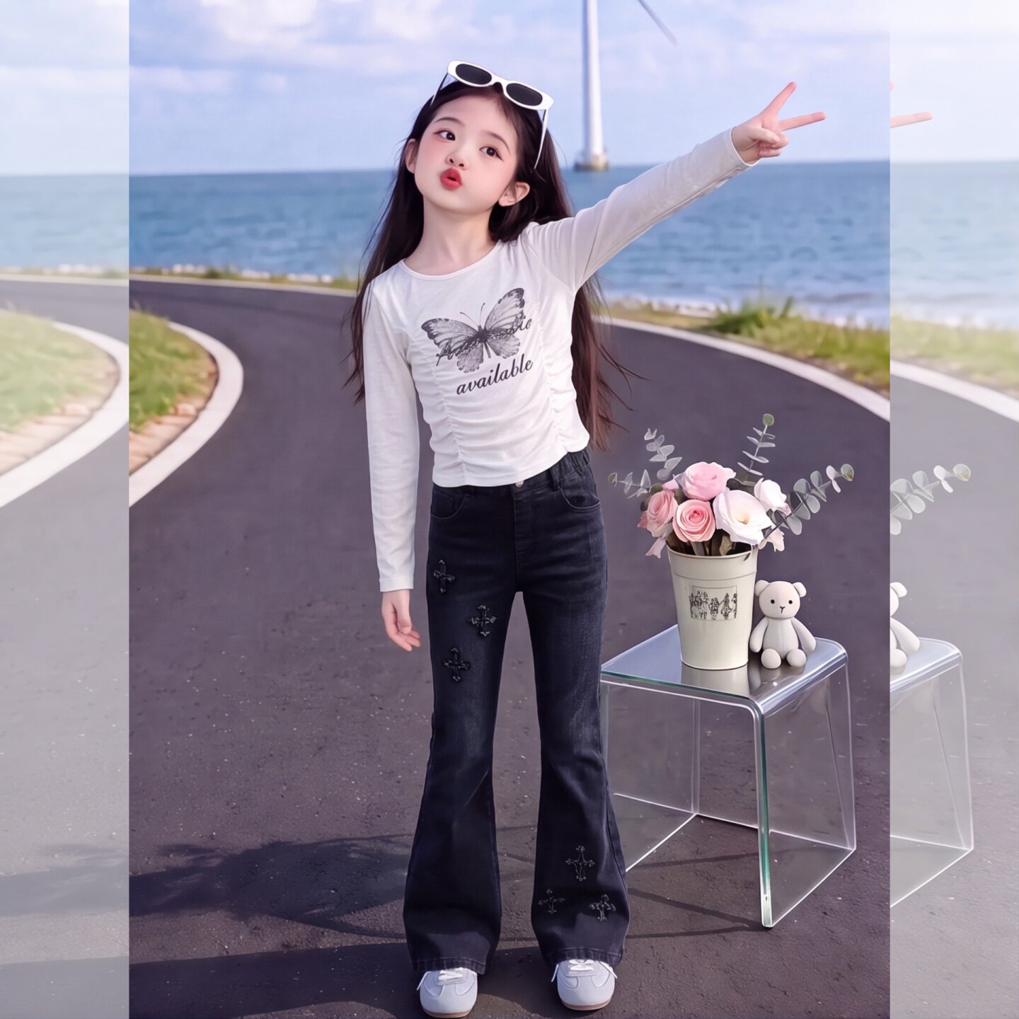 女童喇叭裤秋季款2026新款女大童