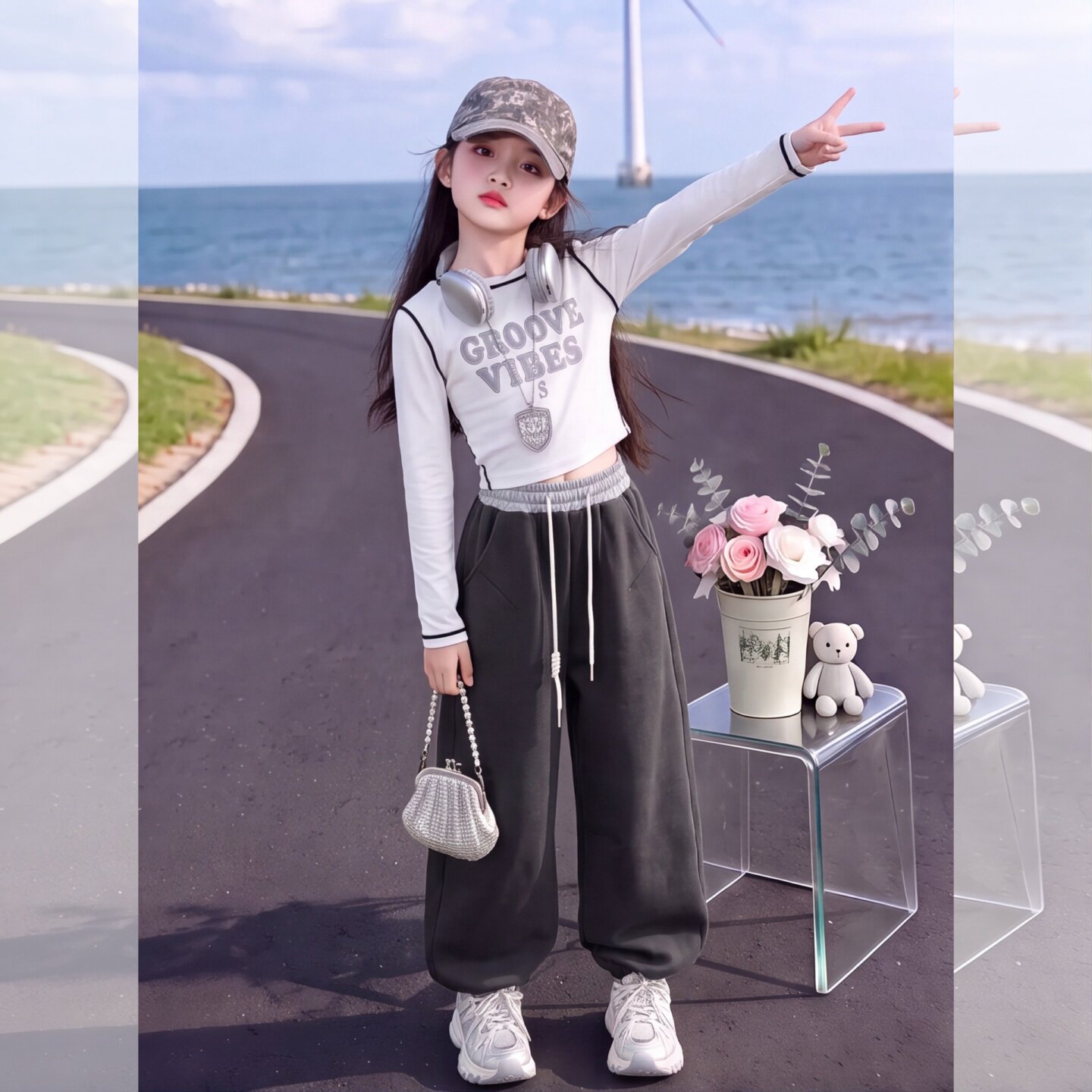 女童阔腿裤套装2026秋季新款宽松