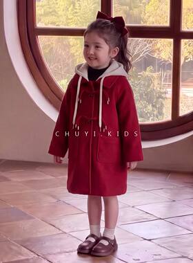 女童外套冬季2026新款呢子大衣