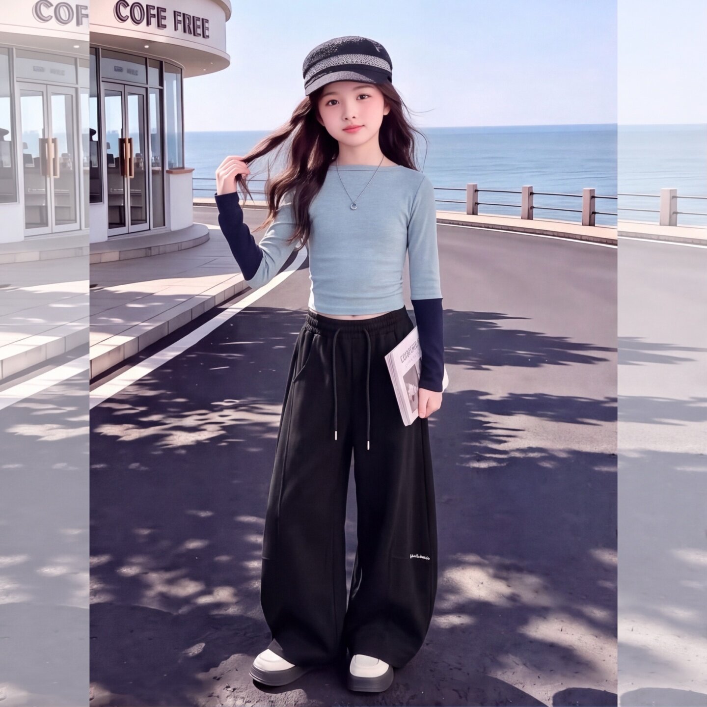 女童运动裤秋季小学生中大童宽松