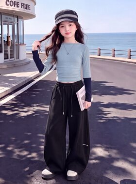 女童运动裤秋季小学生中大童宽松