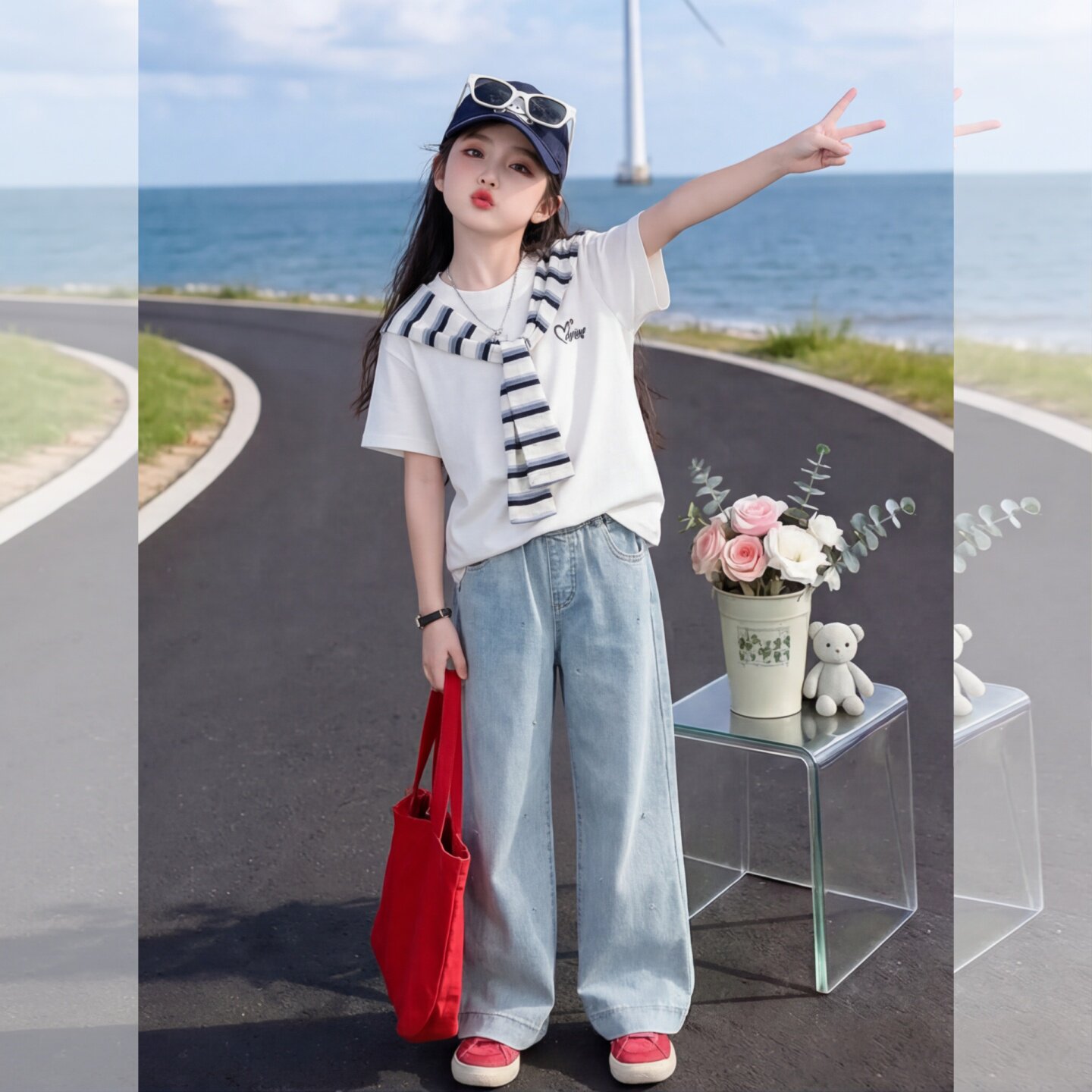 女童短袖T恤套装中大童夏装宽松