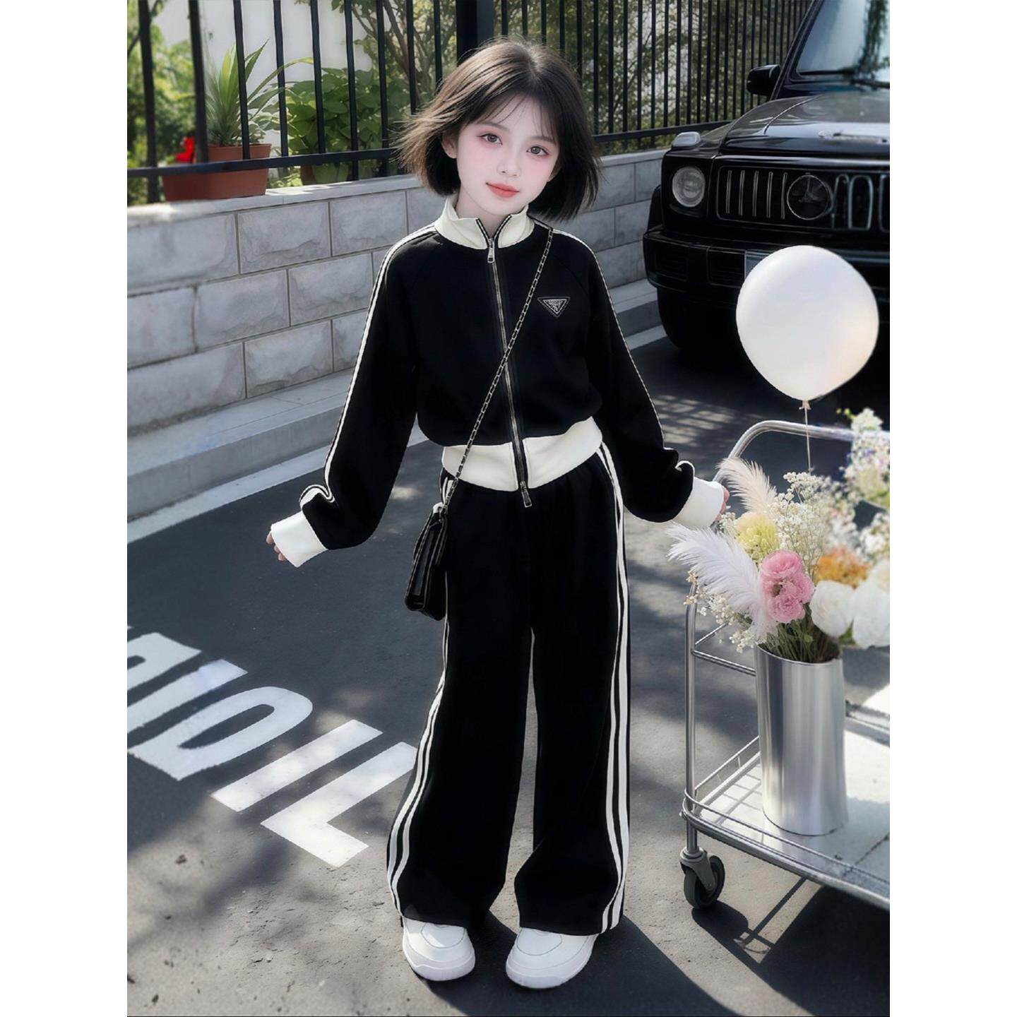 女童休闲运动套装春秋季2026新款儿童洋气女孩春装时髦韩版两件套