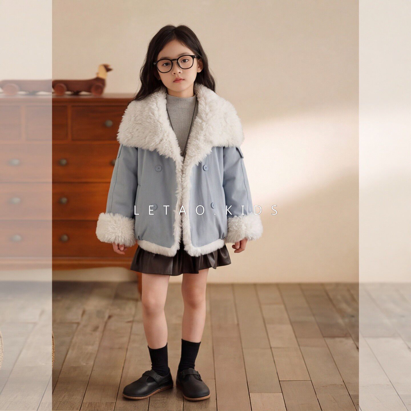 女童韩系加绒派克服外套冬装2026