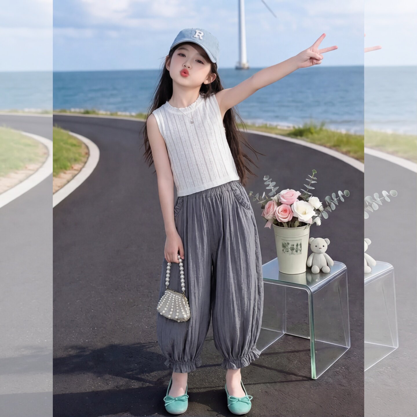 女童夏季薄款裤子大童女孩凉感时