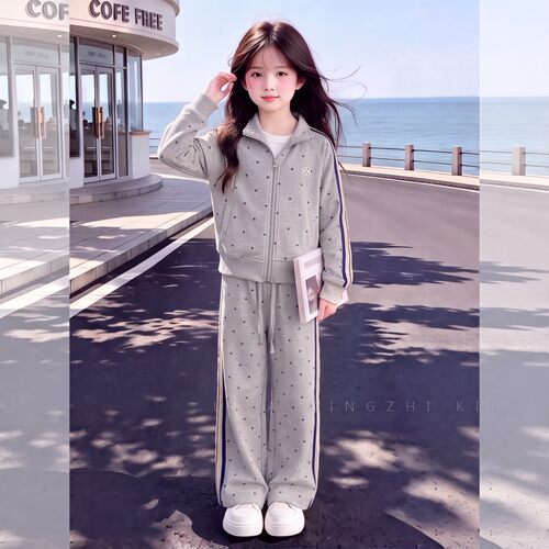 女童春秋长袖运动两件套2026新款
