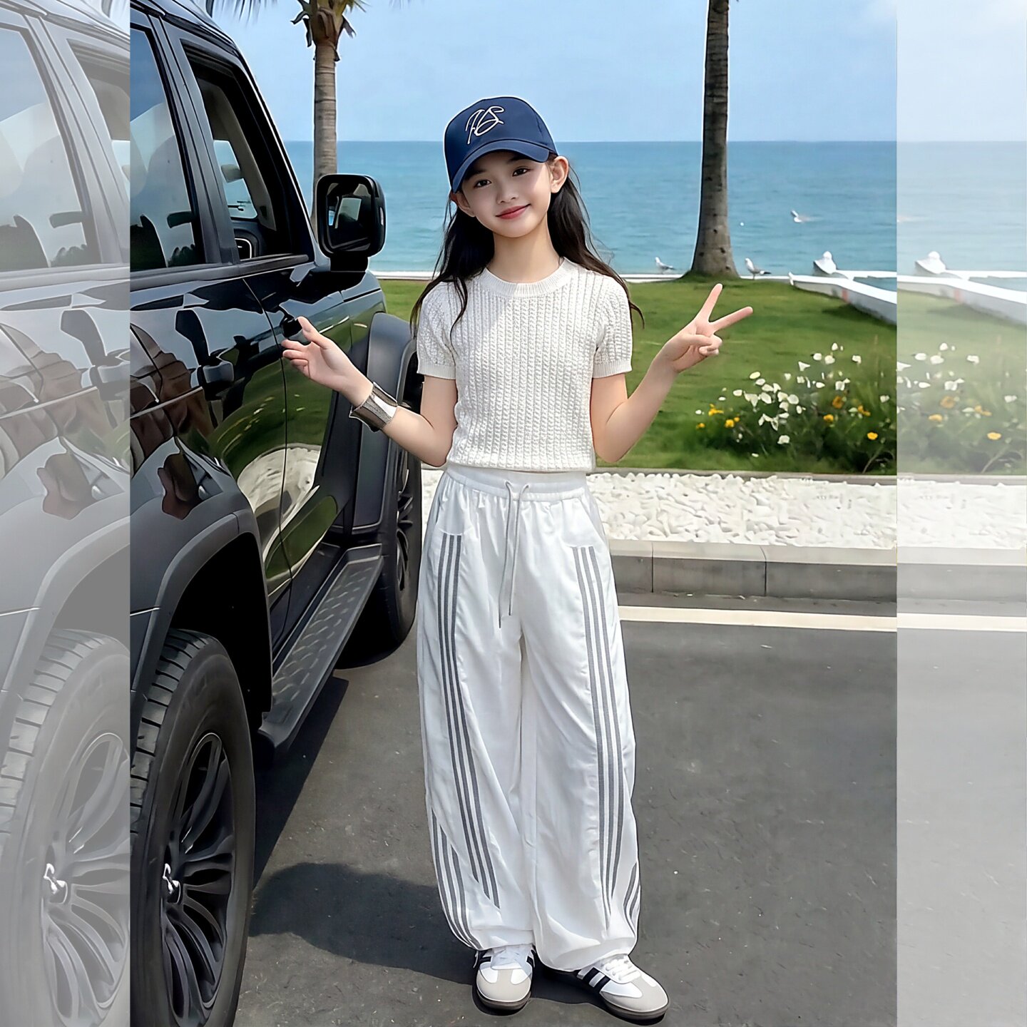 女童裤子夏季薄款女大童韩版运动裤女孩潮酷速干裤初中生防蚊裤潮