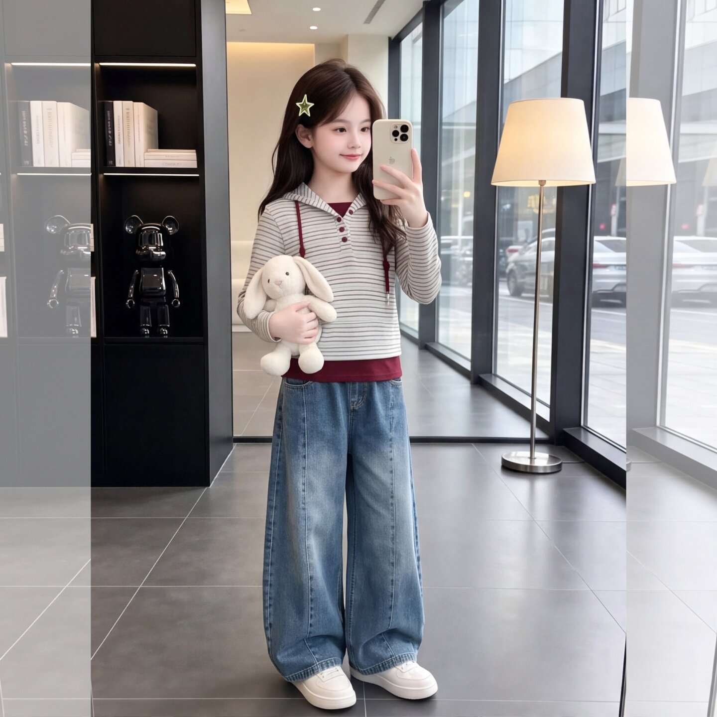 女童春秋连帽卫衣阔腿裤两件套