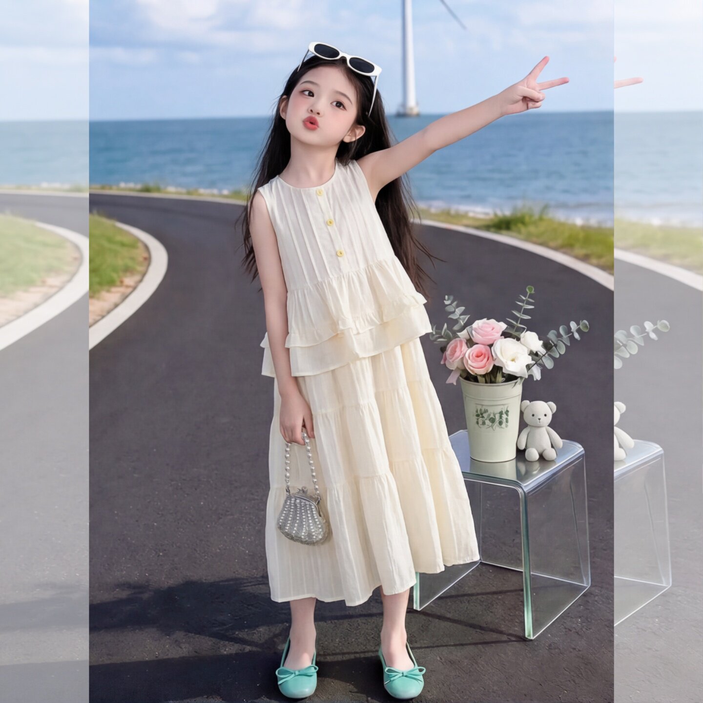 女童背心裙夏季2026新款儿童花边