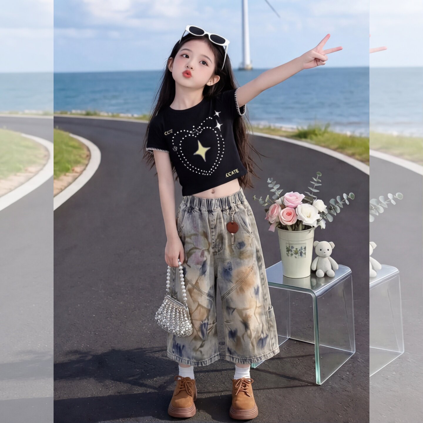 女童美式街头风套装2026儿童夏季