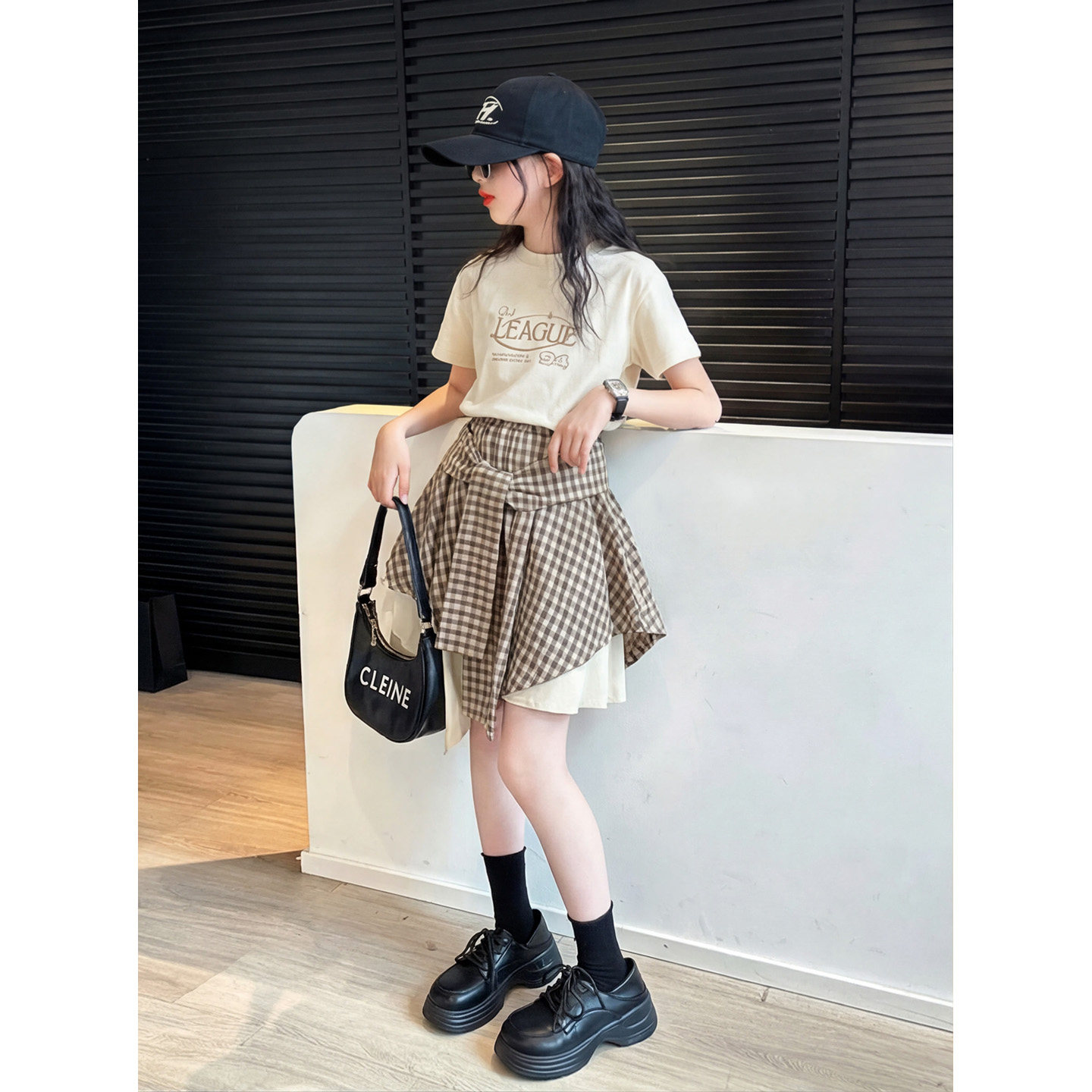 女童夏季韩版格子套装2026新款
