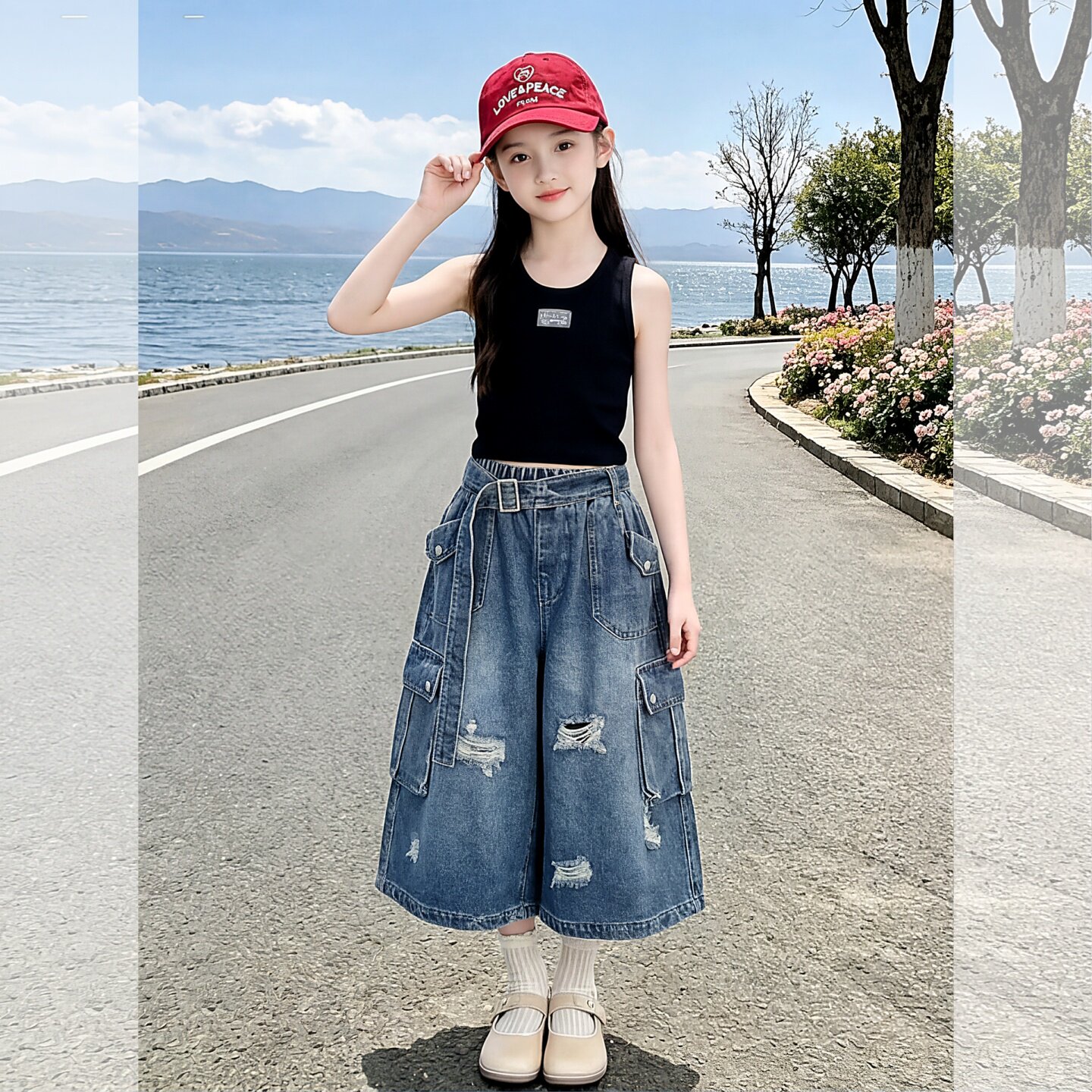 女童夏破洞牛仔裤2026新款儿童洋