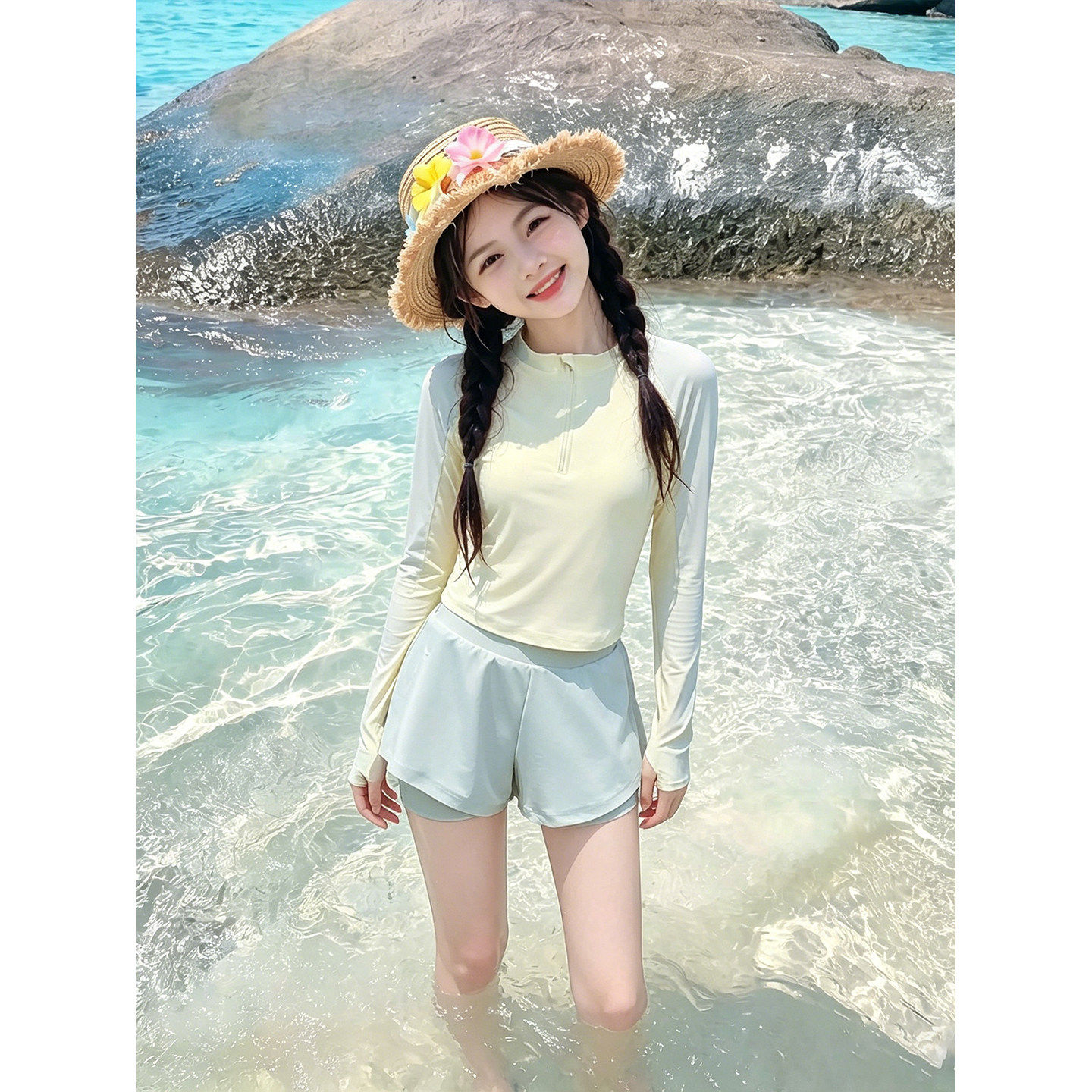 女童分体泳衣夏季2026新款儿童长袖防晒泳装夏装女大童游泳衣套装