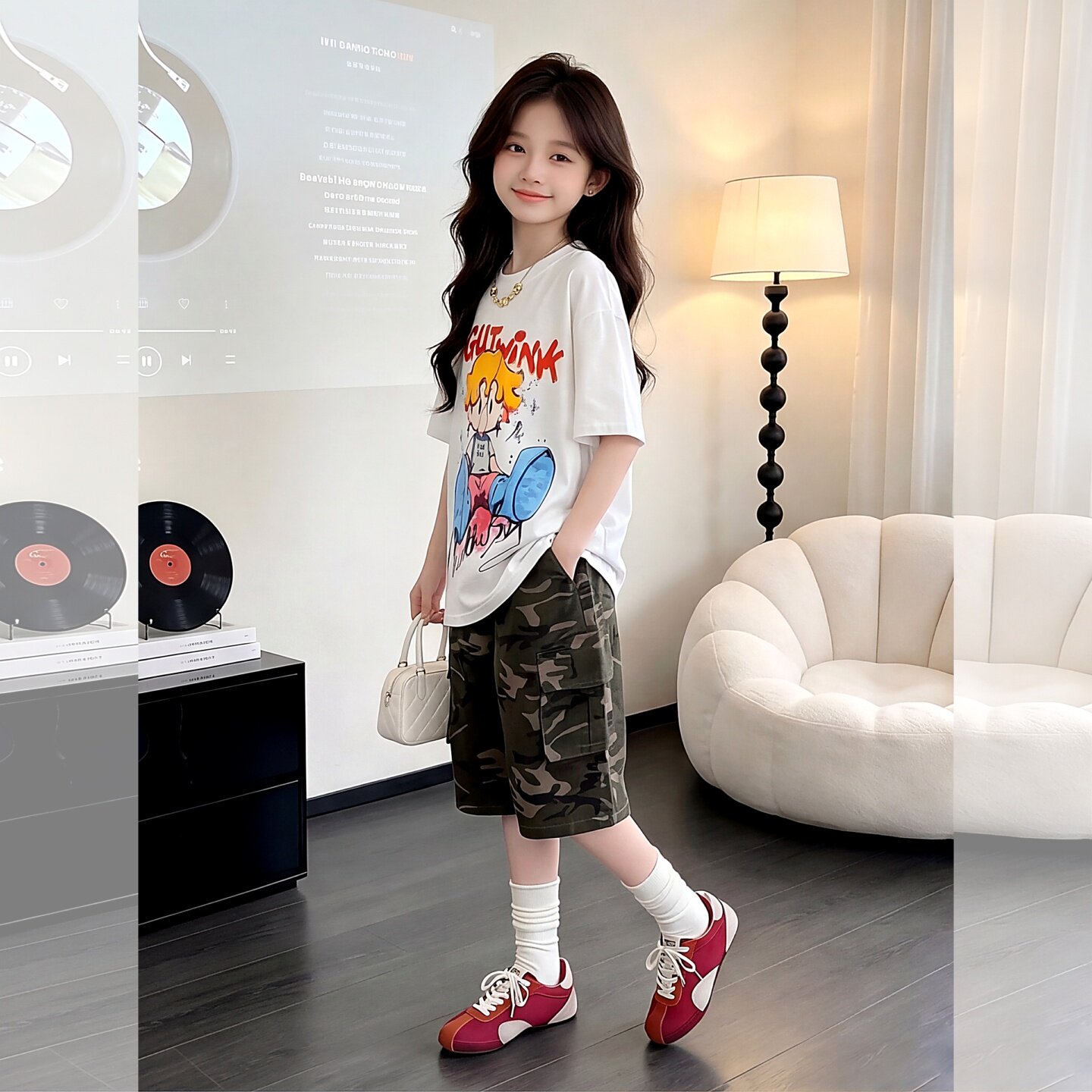 女童工装中裤套装夏款2026中大童