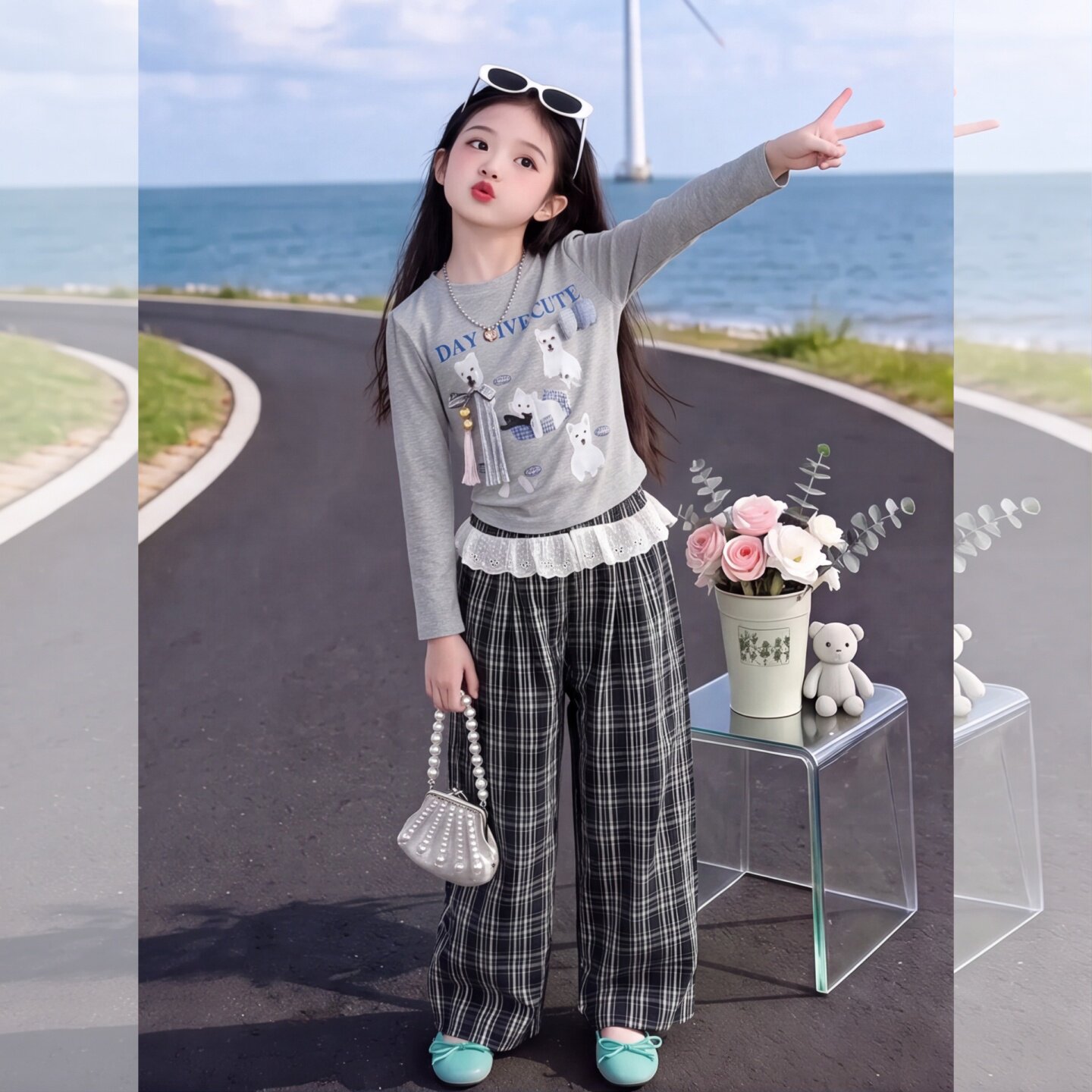 女童秋款卫衣打底衫套装2026新款
