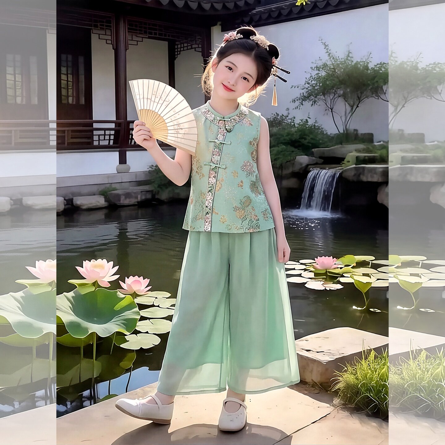 端午节女童国风套装夏薄款2026新