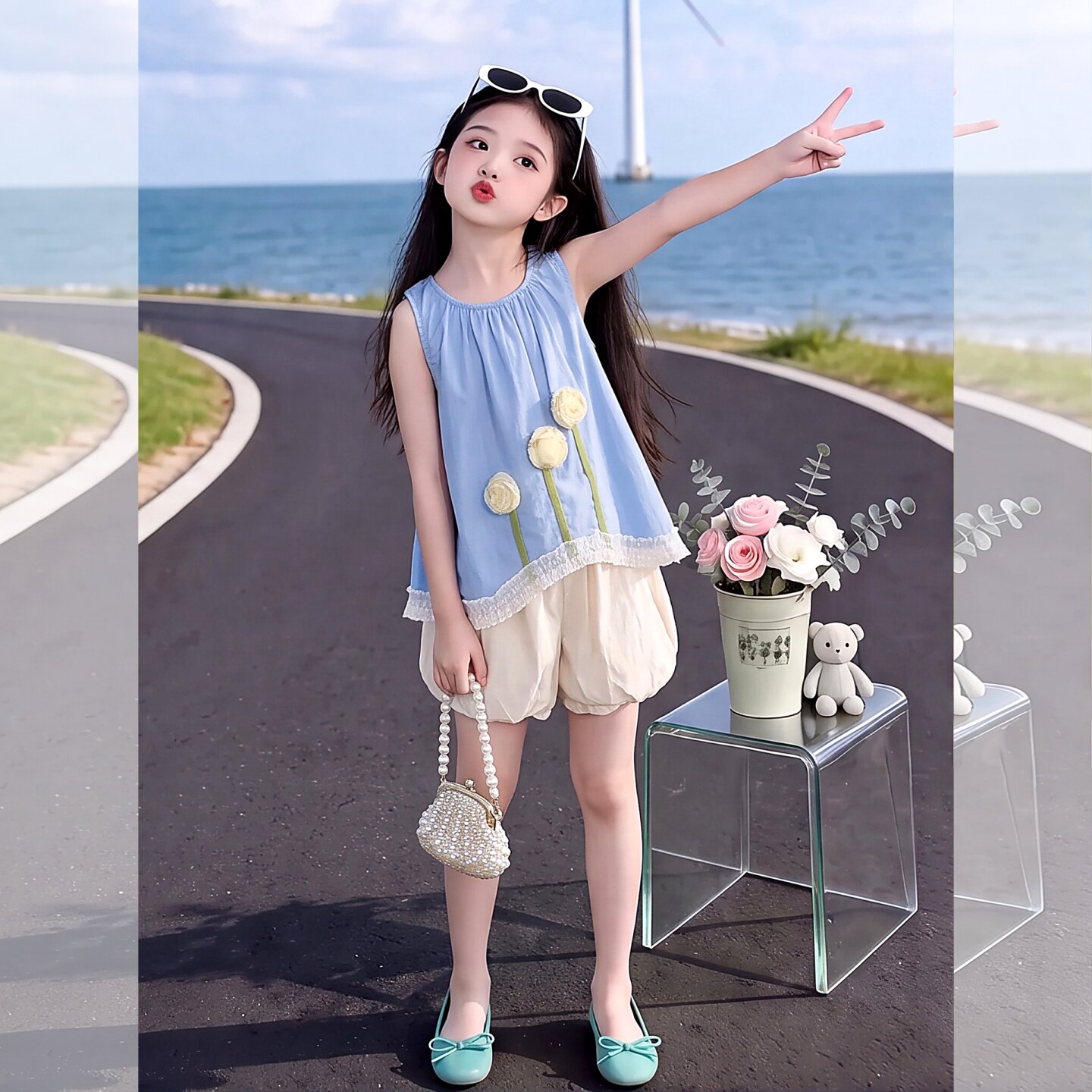 女童巨好看夏天套装2026新款女孩
