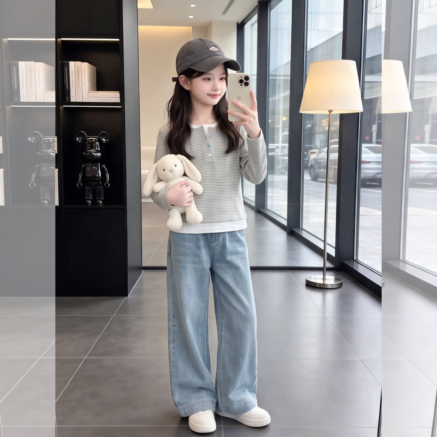 女童2026新款假两件彩扣套装