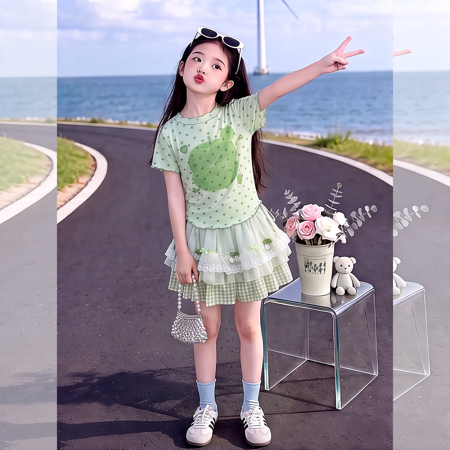 2026新款女童夏季波点印花短袖恤